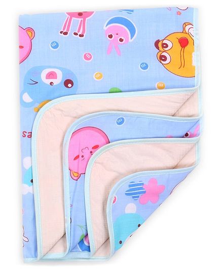 Diaper Changing Mat Cartoons Print - Blue