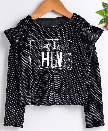 Vitamins Full Sleeves Velvet Top Shine Print - Black