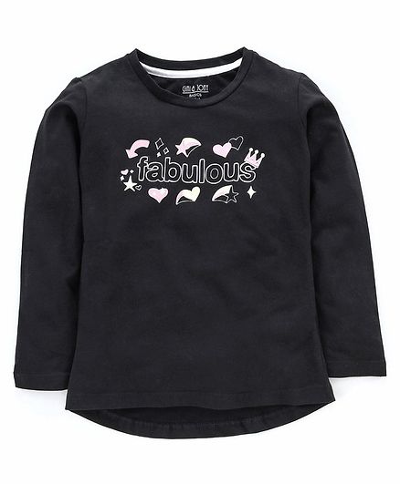 Gini & Jony Full Sleeves Tee Palm Tree Print - Black