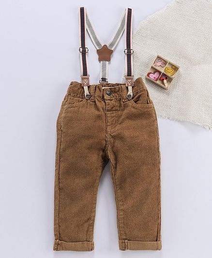 Fox Baby Jeans With Suspenders - Brown