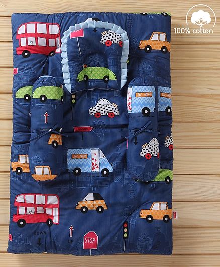 Babyhug Bedding Set Vehicle Print - Navy
