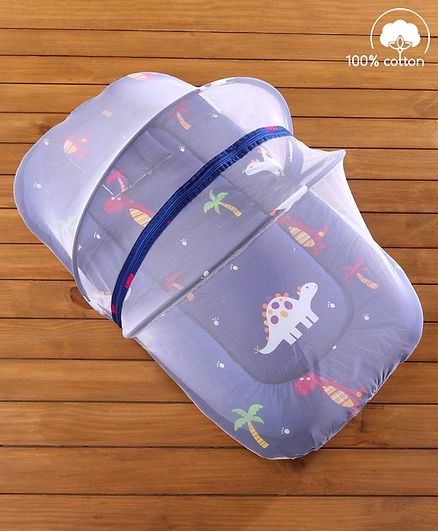 Babyhug Mosquito Net Bedding Set Dino Kingdom Print - Navy Blue