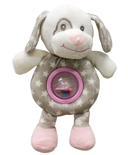Buddsbuddy Premium Soft Funny Dog Shaped Baby Rattle with Music - Pink