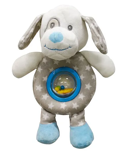 Buddsbuddy Premium Soft Funny Dog Shaped Baby Rattle with Music - Blue