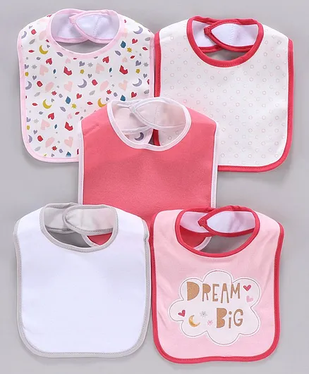 Knitted Bibs Pack of 5 - Pink
