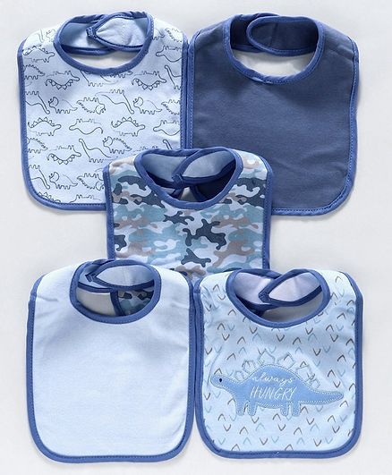 Knitted Bibs Pack of 5 - Dark Blue
