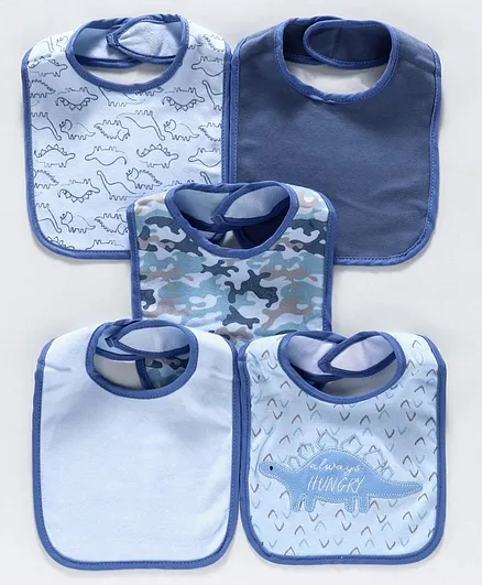 Knitted Bibs Pack of 5 - Dark Blue