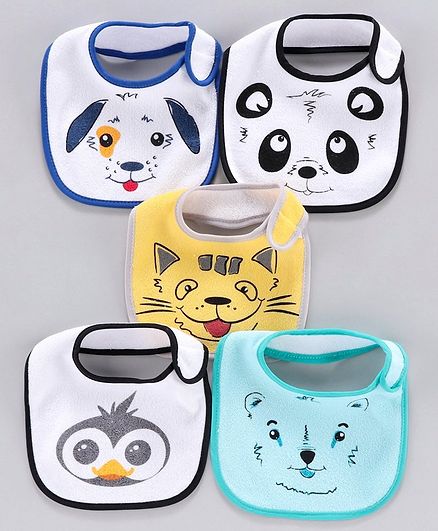 Terry Printed Bibs Pack of 5 - Multicolor