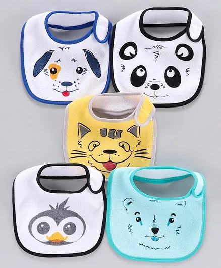 Terry Printed Bibs Pack of 5 - Multicolor