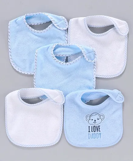 Knitted Bibs Pack of 5 - Blue White