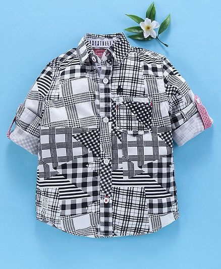 UFO Checkered Full Sleeves Shirt - White