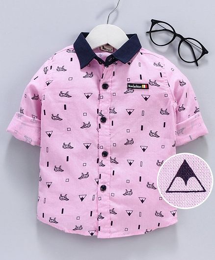 Kookie Kids Full Sleeves Shirt Triangle Print - Pink