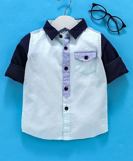 Kookie Kids Full Sleeves Shirt Solid Colour - Light Blue