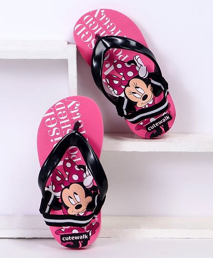 Cute Walk by Babyhug Flip Flops With Backstrap Minnie Mouse Print - Pink