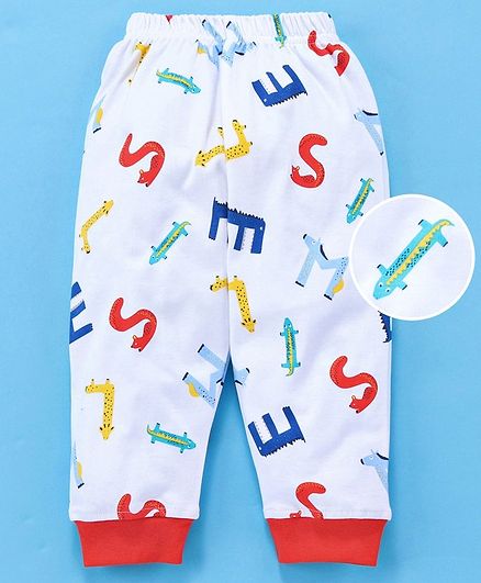 Doreme Full Length Lounge Pant Alphabet Print - White