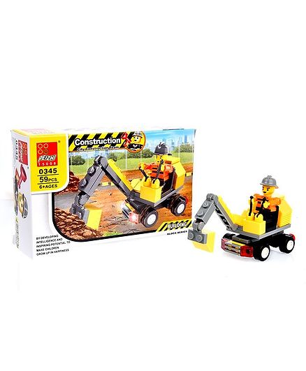 Playmate Construction Vehicle Building Blocks Set Yellow - 59 Pieces