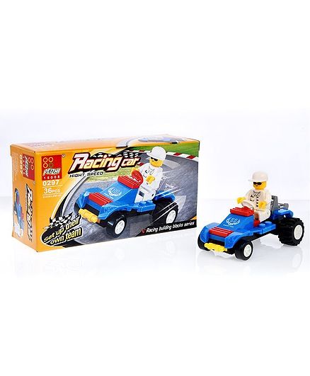 Playmate Racing Car Building Blocks Set Blue - 36 Pieces
