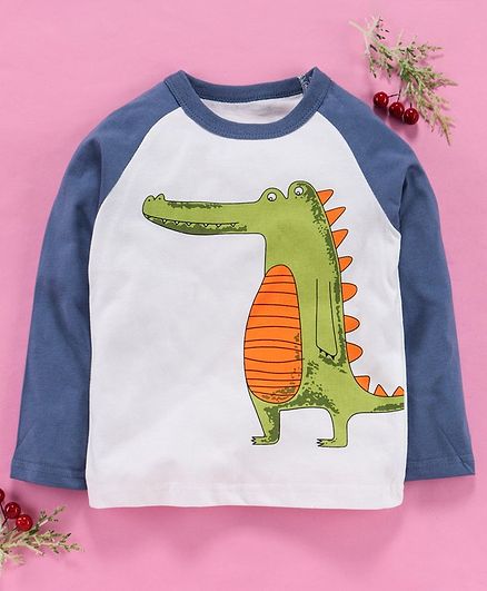 Kookie Kids Full Sleeves Tee Crocodile Print - White