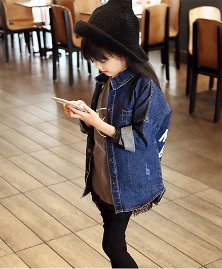 Kookie Kids Full Sleeves Denim Jacket - Dark Blue