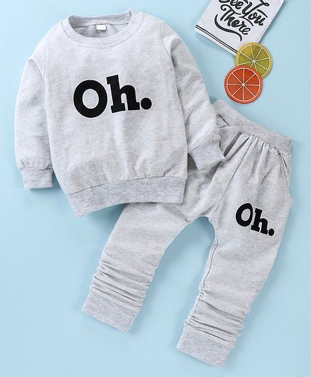 Kookie Kids Full Sleeves Sweatshirt & Lounge Pant - Grey