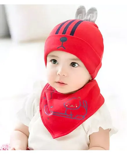Ziory Small Snail Horn Cap With Bib - Red