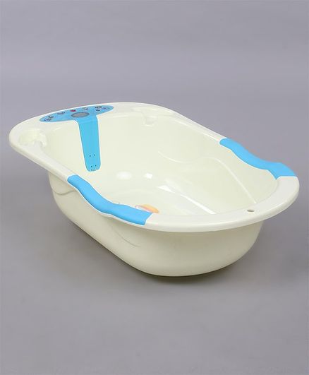 Large Baby Bath Tub With Music & Animal Print - Blue White