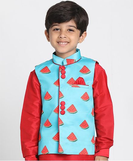 JBN Creation Sleeveless Watermelon Print Jacket - Blue