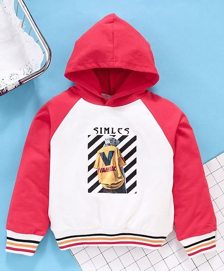 Meng Wa Full Sleeves Hooded Sweatshirt Smiles Print - Dark Pink