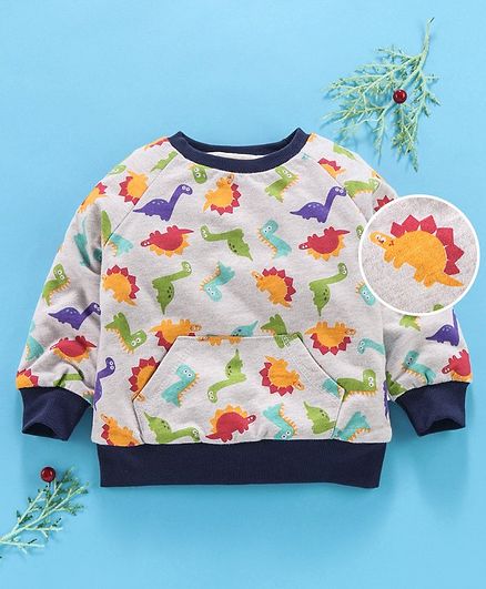 Yiyi Garden Full Sleeves Tee Dino Print - Off White