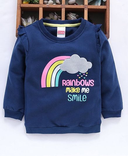 Babyhug Full Sleeves Sweatshirt Rainbow Print - Blue