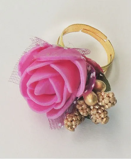 Lime By Manika Flower Decorated Adjustable Ring - Pink