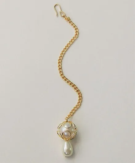 Lime By Manika Pearl Drop Maang Teeka - Golden