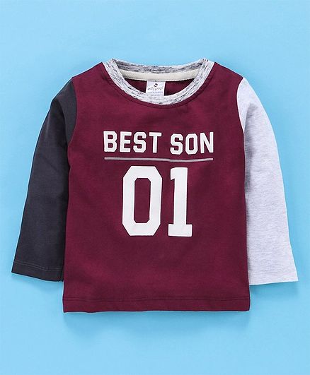 Ollypop Full Sleeves Tee Best Son Print - Maroon