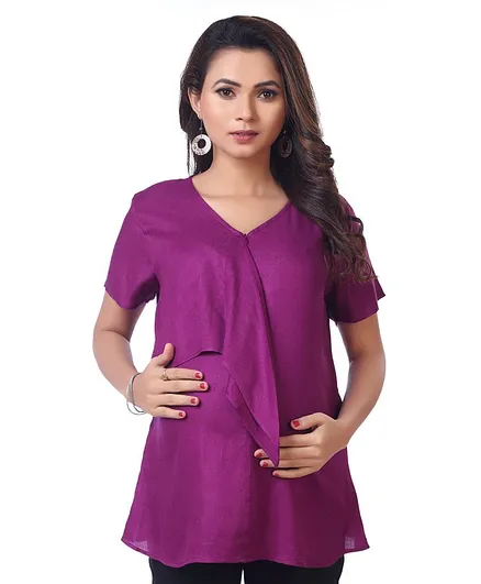 Kriti Half Sleeves Maternity Top - Purple