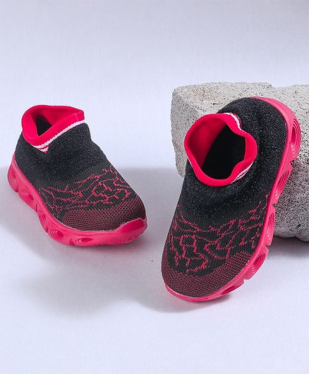 Kidlingss Dual Shade Slip-On Led Shoes - Black & Red