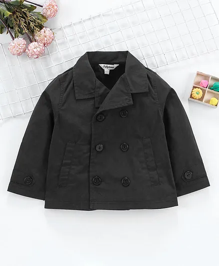 ToffyHouse Full Sleeves Trench Coat - Navy Blue