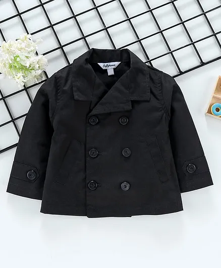 ToffyHouse Full Sleeves Trench Coat - Black
