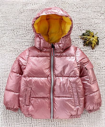Kookie Kids Full Sleeves Hooded Padded Jacket - Pink