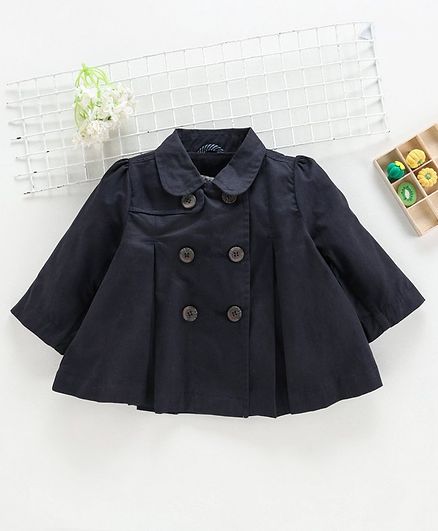 ToffyHouse Full Sleeves Pleated Jacket - Navy Blue