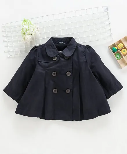 ToffyHouse Full Sleeves Pleated Jacket - Navy Blue