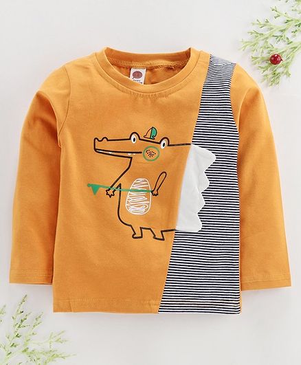 Kookie Kids Full Sleeves Tee Crocodile Print - Yellow