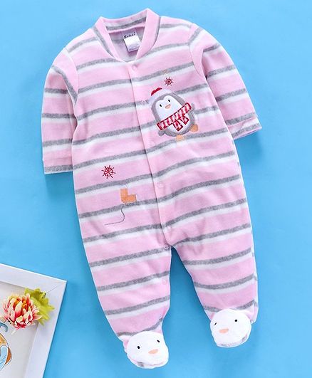 Kookie Kids Full Sleeves Footed Romper - Pink