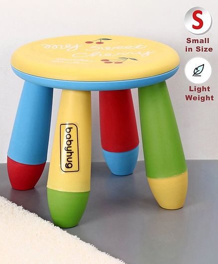 Babyhug Stool Cherry Print - Yellow & Multicolor