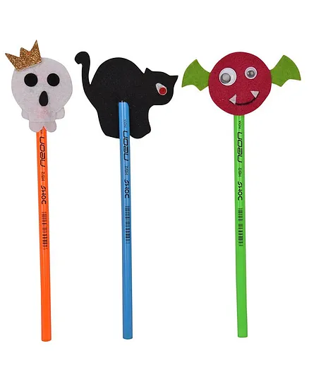 Li'll Pumpkins Halloween Set Of 3 Pencil Topper - Black White & Brown