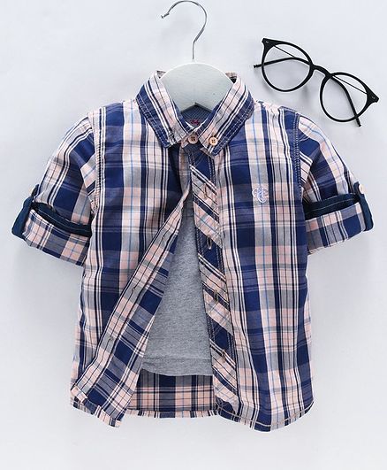 Kookie Kids Full Sleeves Checked Shirt - Blue