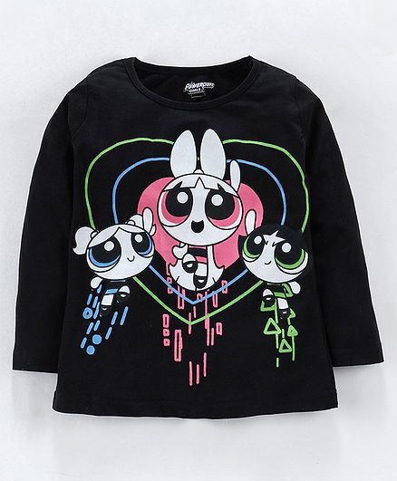 Eteenz Tops Full Sleeves Top Teenage Power Puff Girls Print - Black