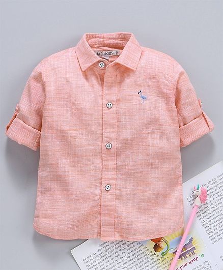 Jash Kids Full Sleeves Solid Shirt - Light Orange