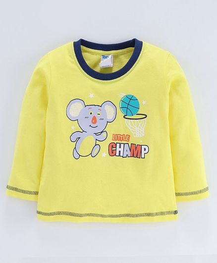 Tango Full Sleeves Tee Little Champ Print - Yellow