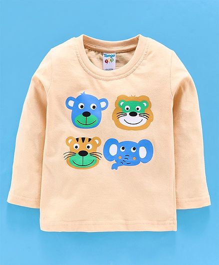 Tango Full Sleeves Tee Animal Print - Peach