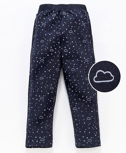 Fido Full Length Lounge Pant Cloud & Star Print - Black